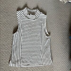 Maeve Black and White  Waffle Sleeveless Top - medium